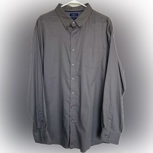 EUC | Men’s Croft & Barrow Gray Striped Button Down Dress Shirt | Size XXL